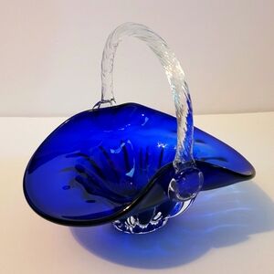 Elegant Blue Glass Basket